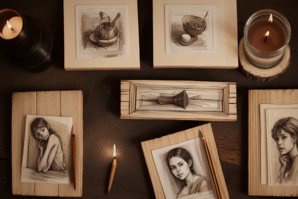 Close-up comparison of four psychic soulmate sketches showing different facial features