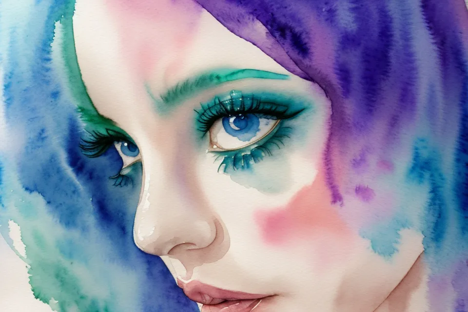A close-up of a psychic soulmate sketch with watercolor artistic details.