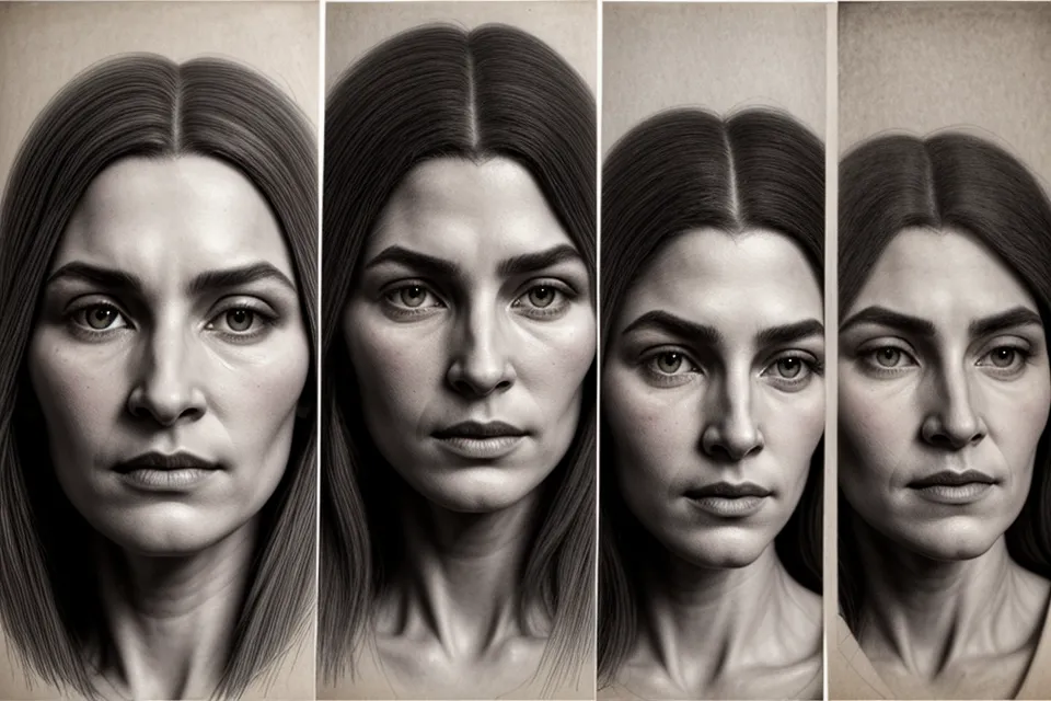 Comparison of three different psychic soulmate sketches showing similar facial features
