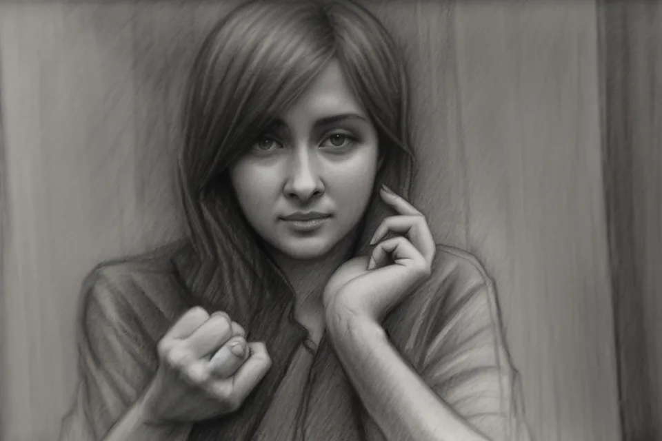 A woman holding a soulmate sketch while looking out a window thoughtfully.