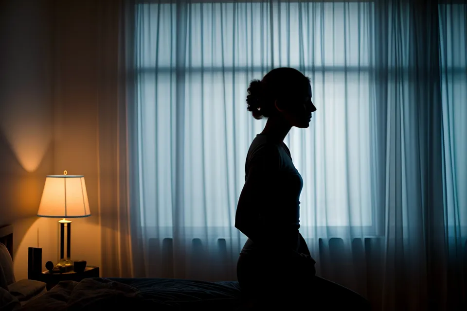 A woman meditating in front of her soulmate sketch on a computer.