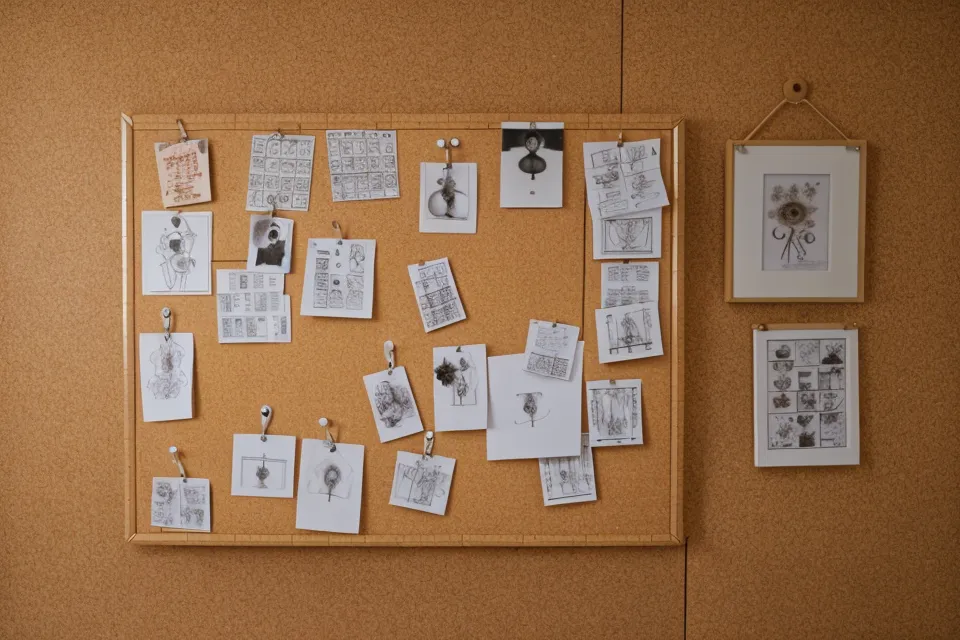 A vision board featuring multiple soulmate sketches and notes