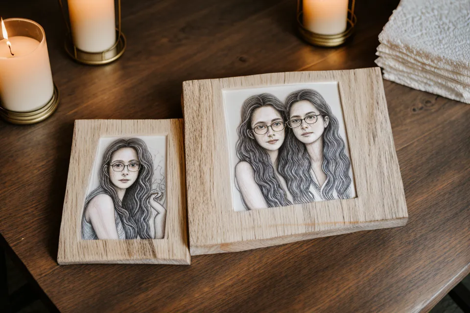 Two different psychic soulmate sketches compared side-by-side on a table.