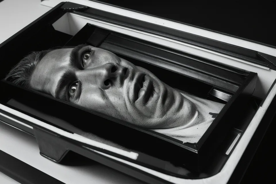 A freshly printed soulmate sketch resting in the printer tray moments after a psychic art order arrived
